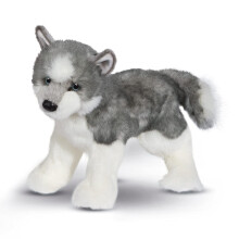 Douglas Sasha Husky Plysdyr: Realistisk, bevægelig plysvalp med blå øjne og læderlignende næse samt poter fyldt med pellets