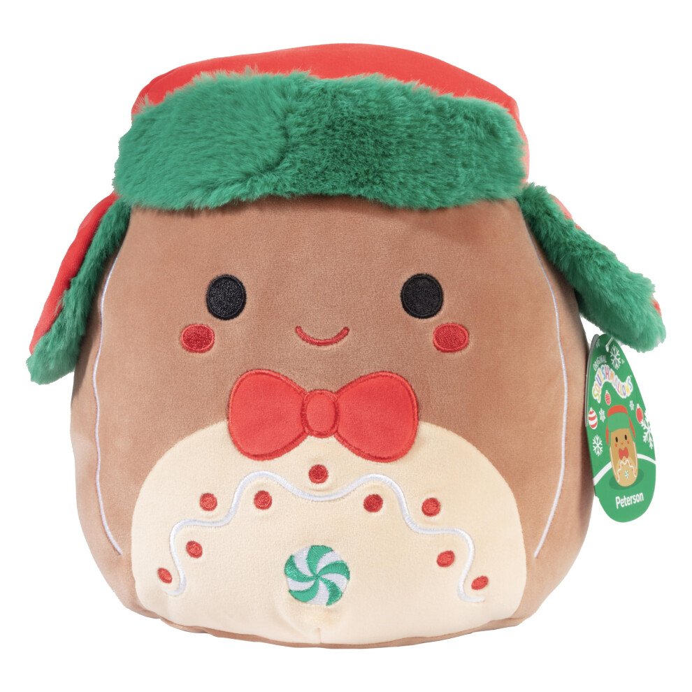 Squishmallows 10-Inch Peterson The Gingerbread Man - Official Jazwares Plush - Collectible Soft & Squishy Stuffed Animal Toy - Add to Your S