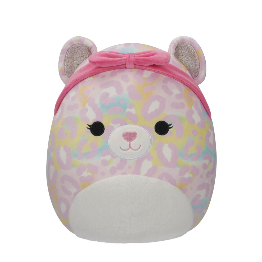 Squishmallows Original 12-Inch Michaela Rainbow Leopard with Pink Bandana - Official Jazwares Plush