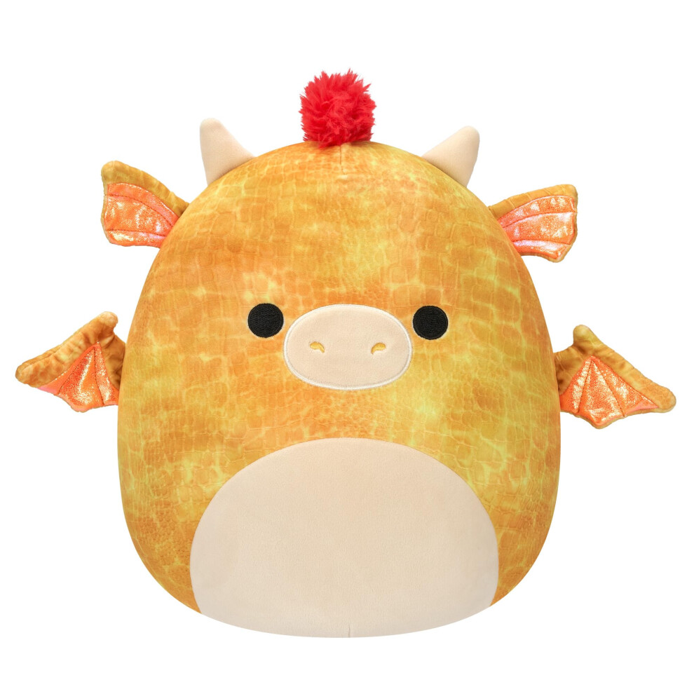 Squishmallows Original 12-Inch Dieric Yellow Dragon with Orange Mane - Official Jazwares Large Plush