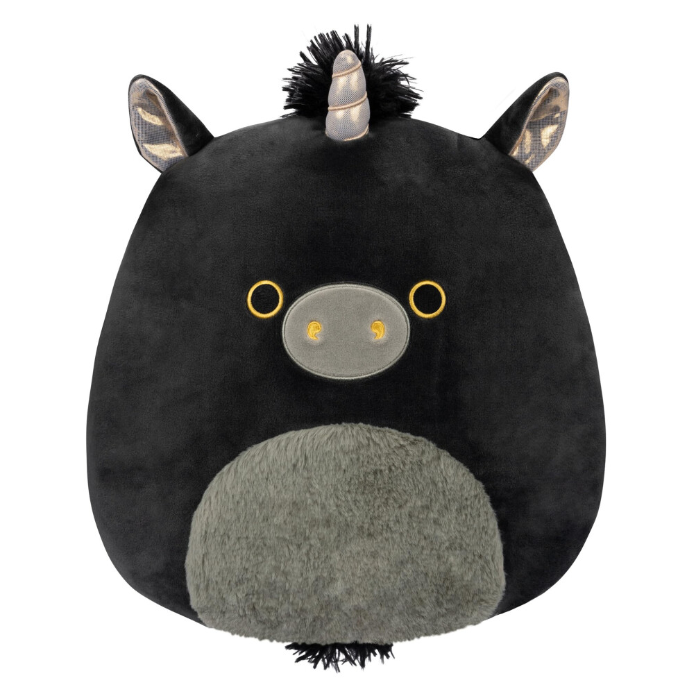 Squishmallows Original 12-Inch Nicolita Black and Gold Unicorn - Medium-Sized Ultrasoft Official Jazwares Plush