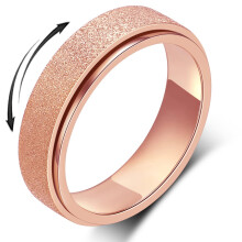 Amorartsky Spinner Ring for angstaflastning Fidget: Angst Ring for kvindelige m?nd Titanium Rustfrit st?l Spinner Ring 5 farver 6mm Sandbl?st F?r