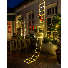 9.9Ft Christmas Ladder Lights With Santa Claus - 338 LED Christmas Lights, 8 Modes, Timer Memory Function, Mains Powered, Indoor Outdoor Garden Xmas