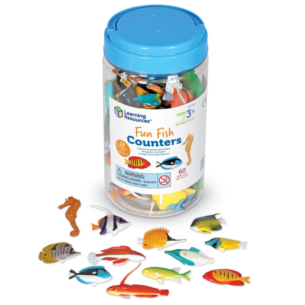 Learning Resources Fun Fish Counters - Set of 60  Ages 3+ Fishing Toys for Kids  Educational Counting and Sorting Toy  Animal Toys for Kids