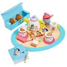 Bluey - Tea Party Set - Wooden 18-Piece Pretend Play Set with Tray  Teapot  Tea Cups  Biscuits  and Notepad for Children 3 Years and up - Im