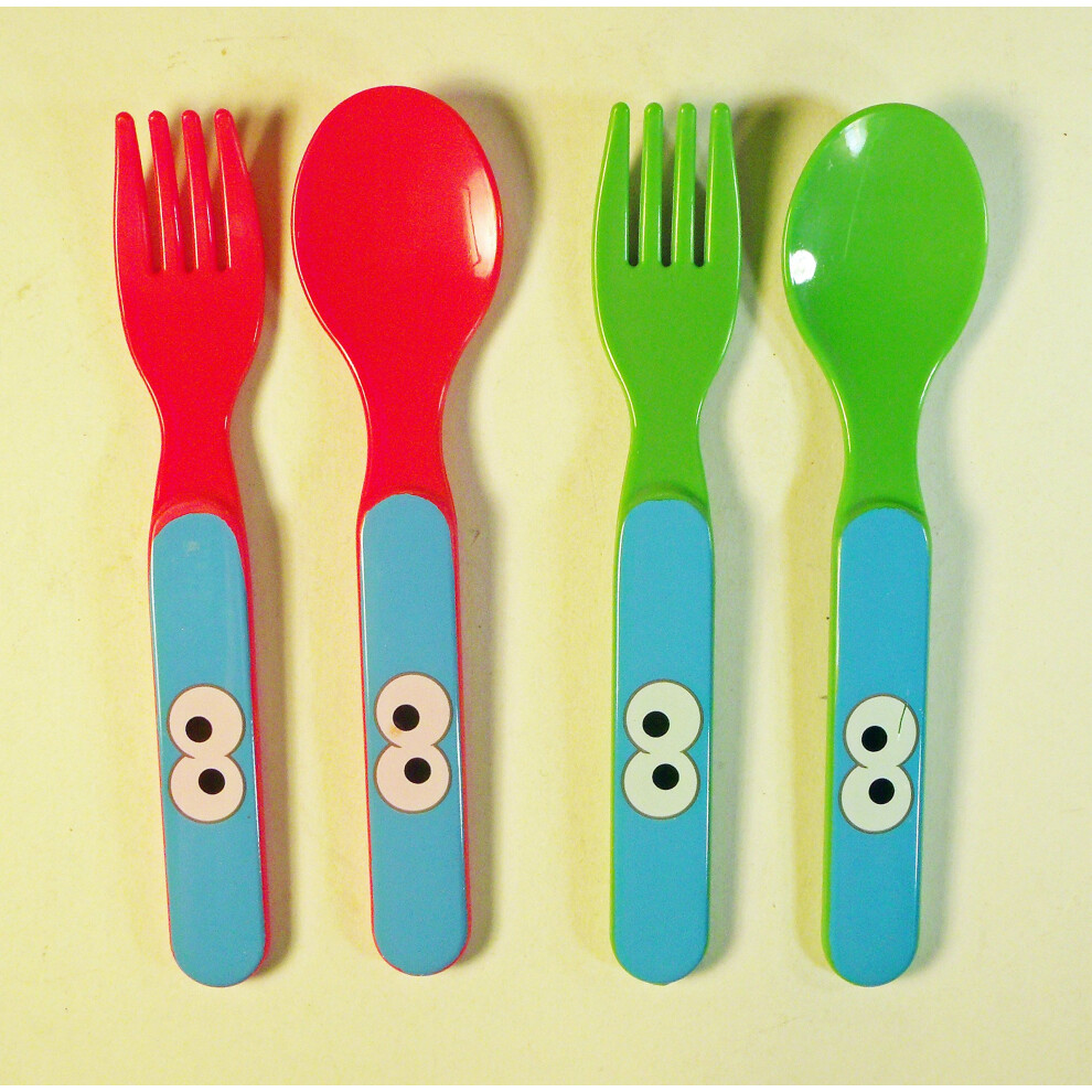 Set of 4 Sesame Street Cookie Monster Plastic Forks and Spoons