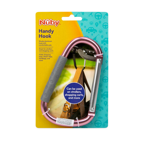 Nuby Clip Carabiner Nuby con Mango Suave: Oro Rosa 1