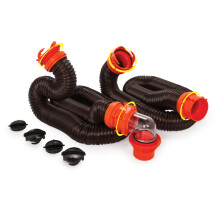 Kit tubo fognario Camco RhinoFLEX da 20 piedi per camper/camper - Presenta un raccordo a gomito trasparente con adattatore 4 in 1 rimovibile - Si