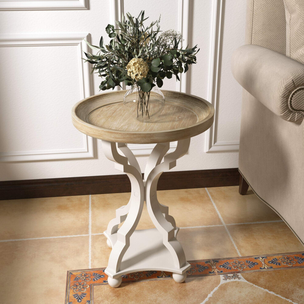 COZAYH Rustic Farmhouse Cottagecore Accent End Table Natural Tray Top Side Table Nightstand for Family Dinning or Living Room Handcrafted