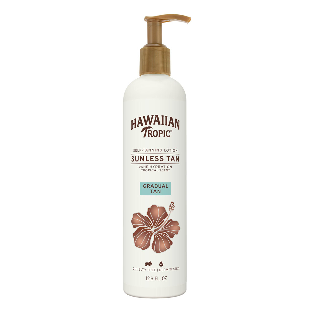 Hawaiian Tropic Sunless Tan Gradual Tanning Lotion  12.6oz | Gradual Tan Self Tanning Lotion  Sunless Tanner  Hawaiian Tropic Tanning Lotion