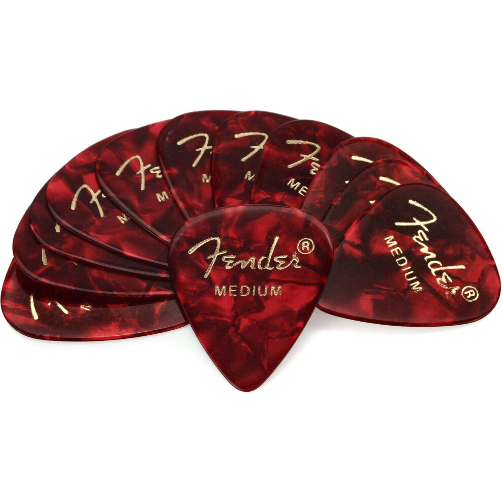 Fender Premium Celluloid Guitar Picks 351 Shape  Red Moto  Medium  12-Pack