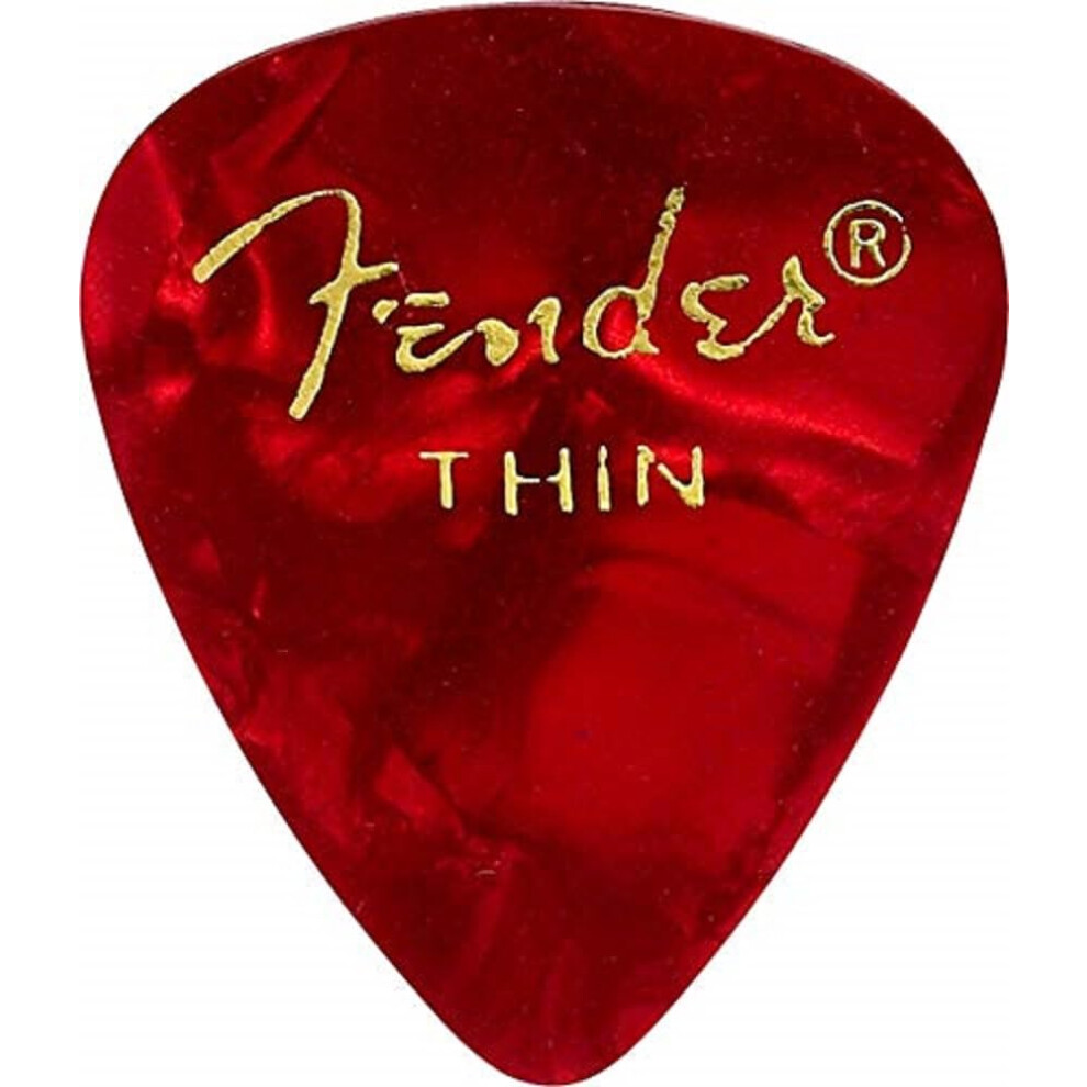 Fender Premium Celluloid Guitar Picks 351 Shape  Red Moto  Thin  12-Pack