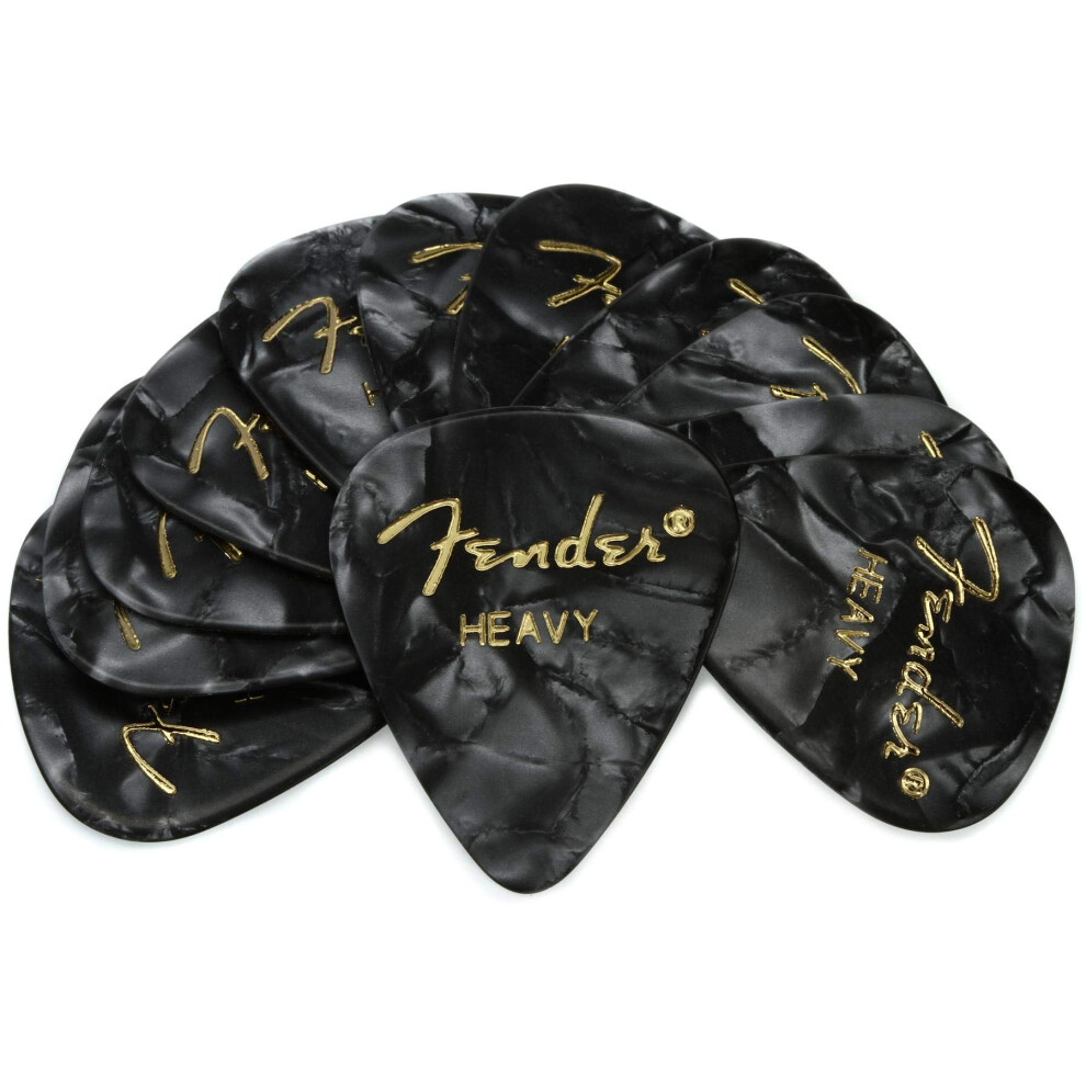 Fender Premium Celluloid Guitar Picks 351 Shape  Black Moto  Heavy  12-Pack