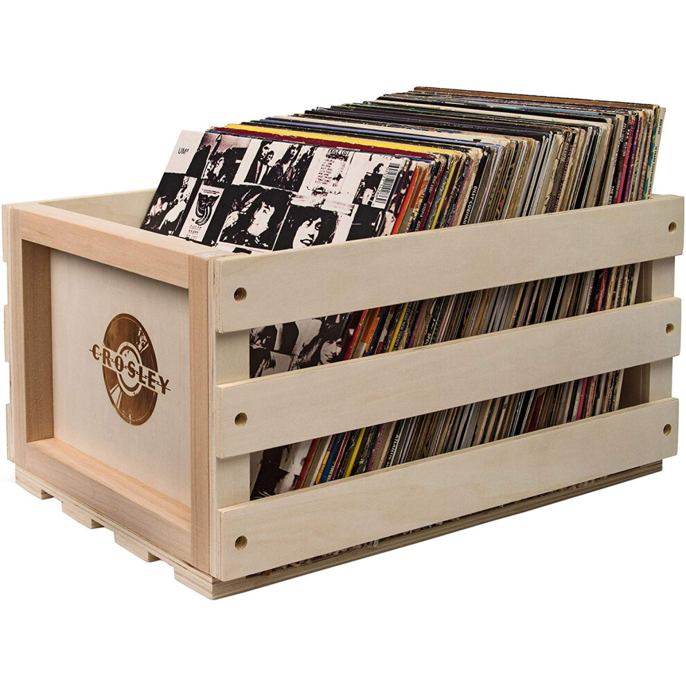 Crosley AC1004A-NA Record Storage Crate Holds Up to 75 Albums  Natural