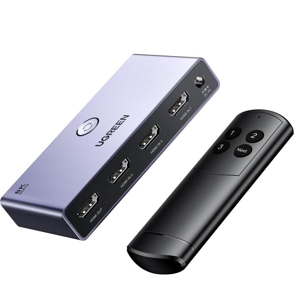Ugreen Hdmi 2.1 Switch Aluminum Ultra Hd 8K@60Hz 3 In 1 Out Hdmi Splitter With Remote Hdmi Switcher Support 3D Cec Hdr Hdcp2.3 Compatible Wi 6941876216048
