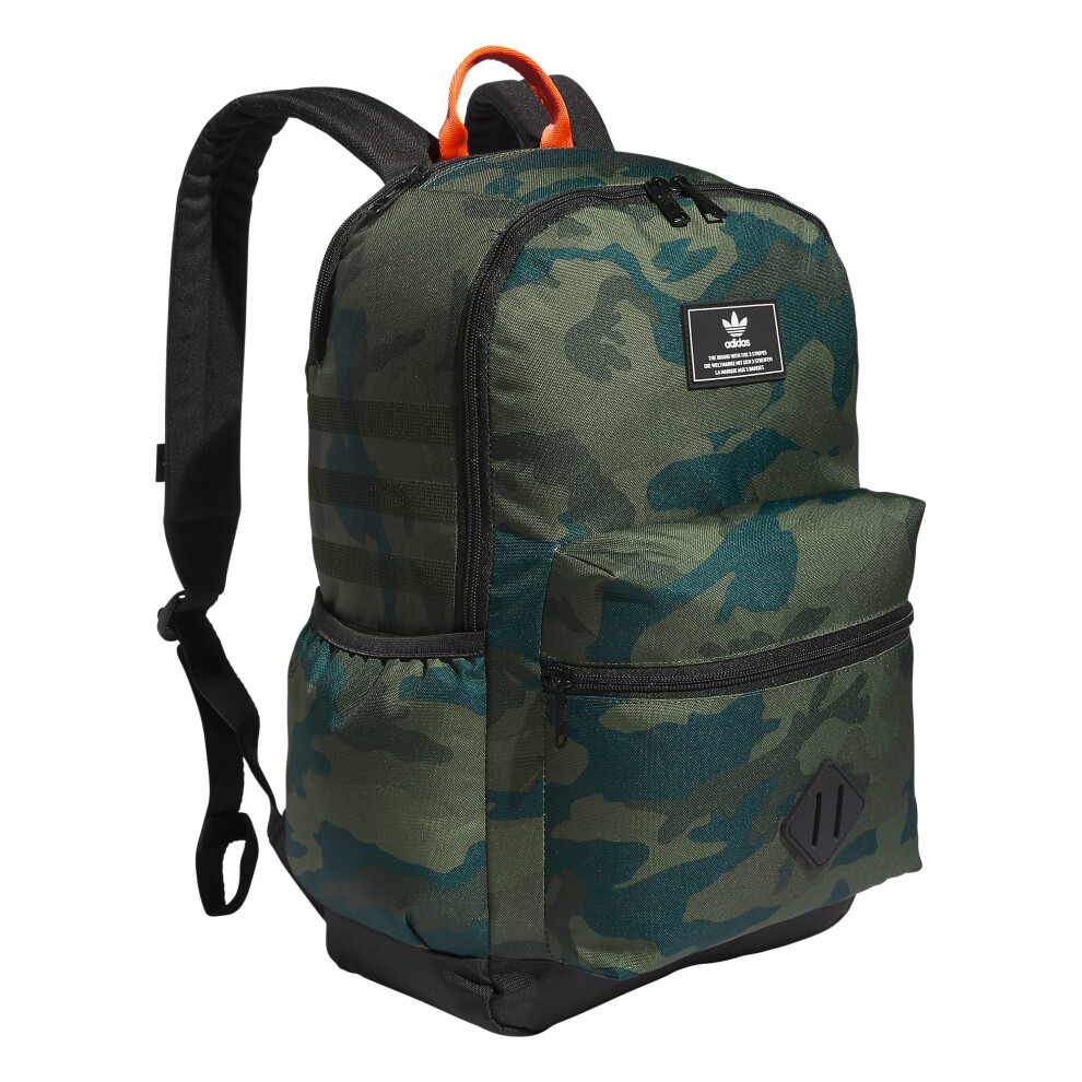 adidas Originals National 3.0 Backpack  Classic Camo Olive Cargo/Black/Impact Orange  One Size