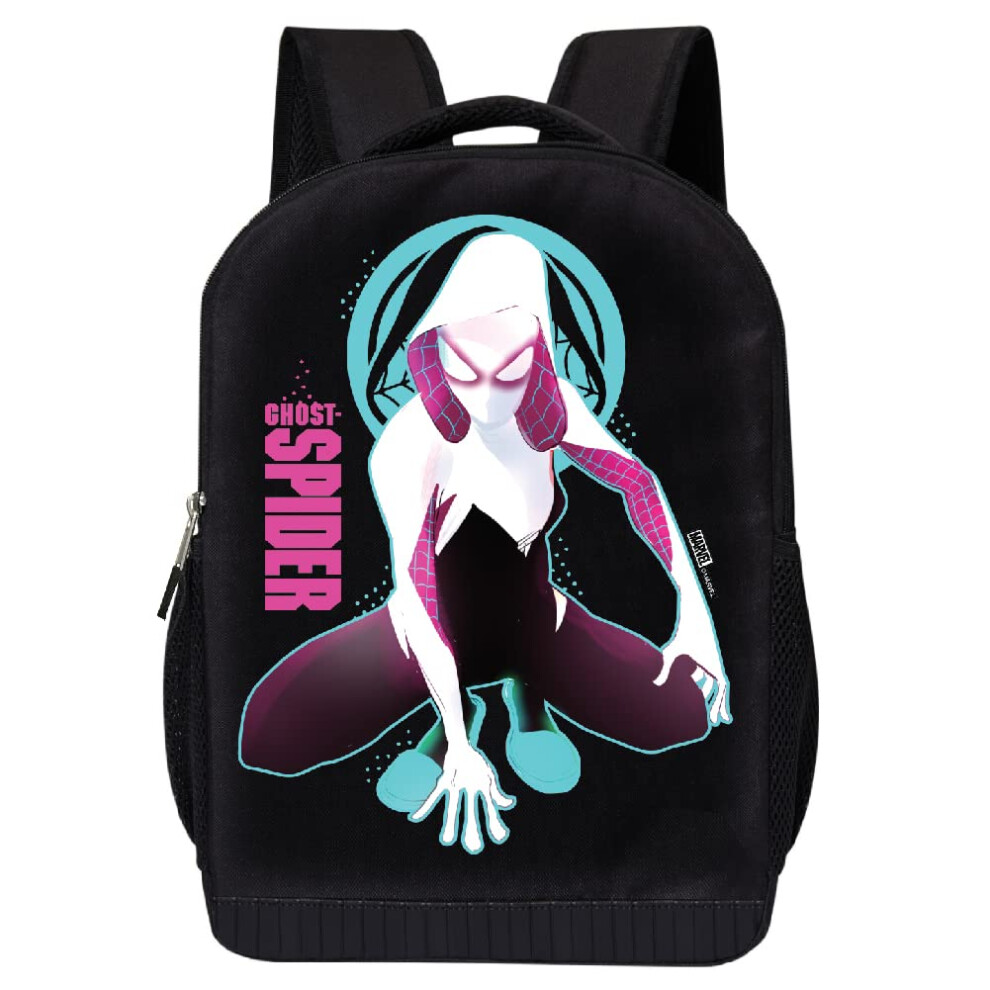 Marvel Spiderman Ghost Spider Backpack - Spider Gwen Stacy Black Backpack 18 inch Mesh Padded Bag for Boys  Girls  Toddlers (Pink School Bac