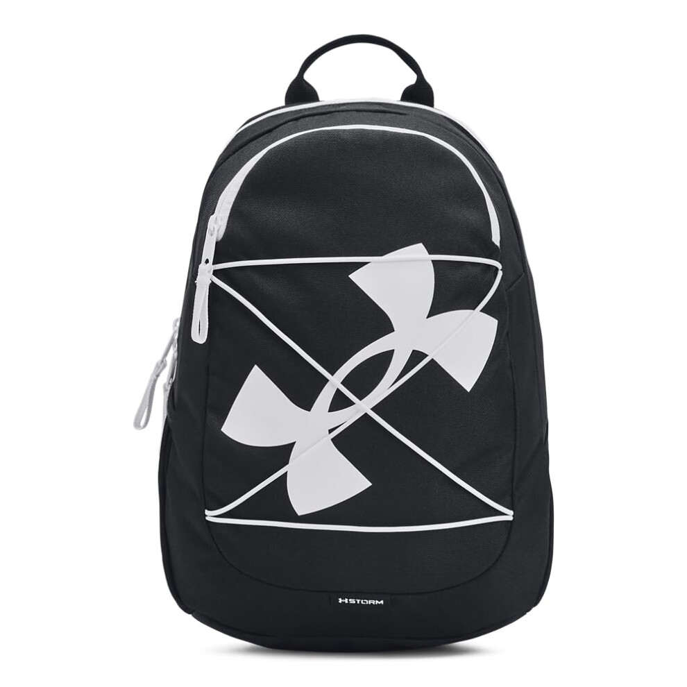 Under Armour unisex-adult Hustle Play Backpack  (001) Black/Black/White  One Size Fits Most