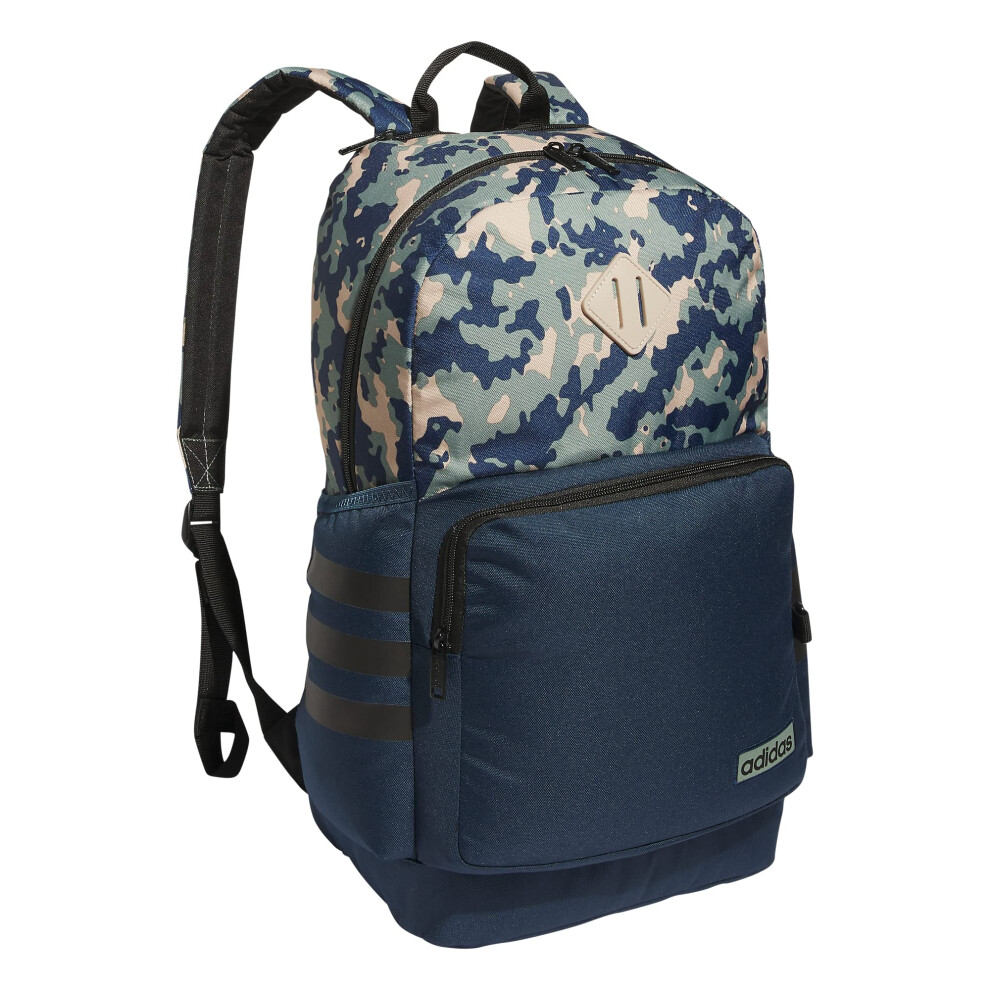 adidas Classic 3S 4 Backpack  Essential Camo Crew Navy-Silver Green/Crew Navy/Black  One Size