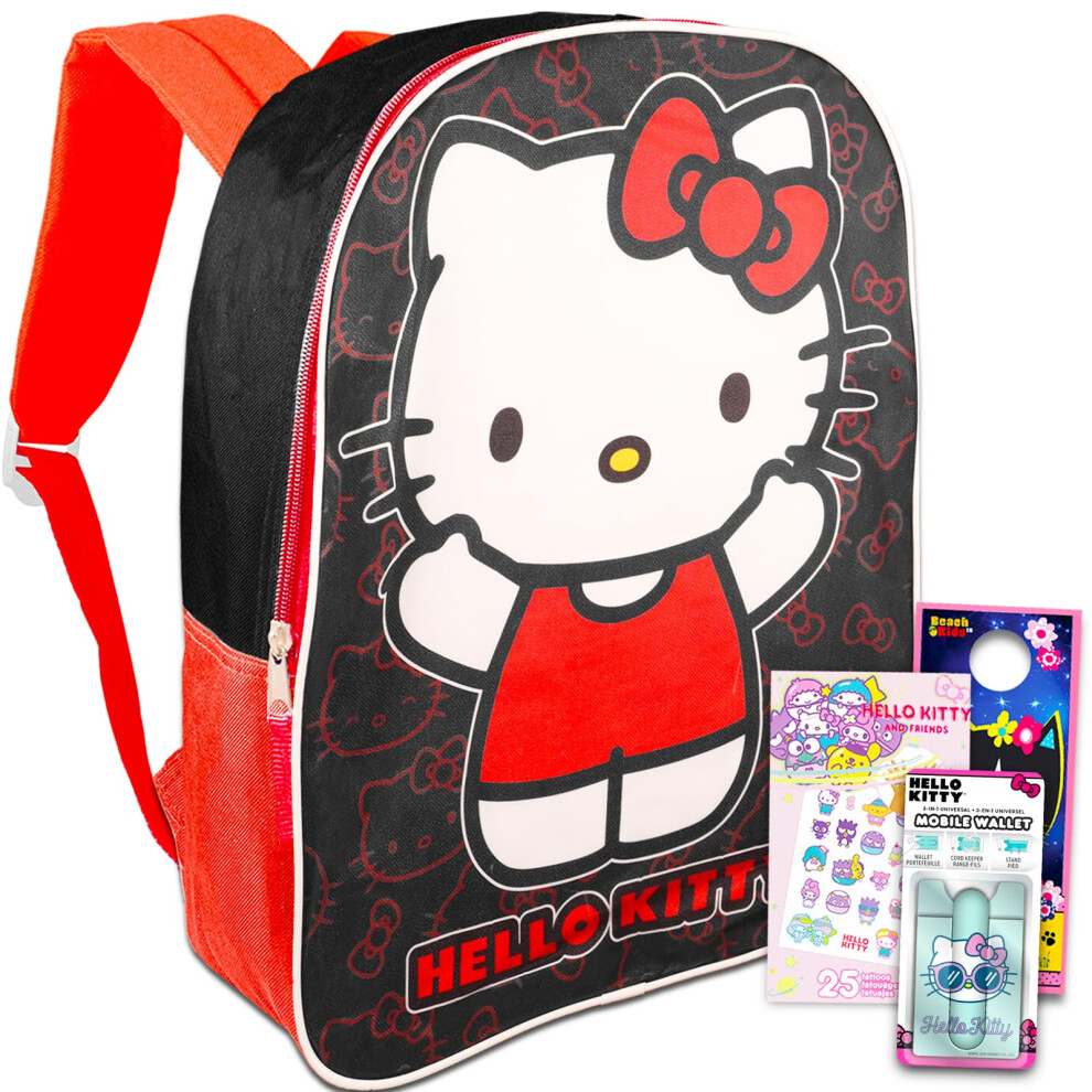 Hello Kitty Backpack Set for Girls - Bundle with Hello Kitty Backpack  Temporary Tattoos  Water Bottle  More | Hello Kitty School Backpack f