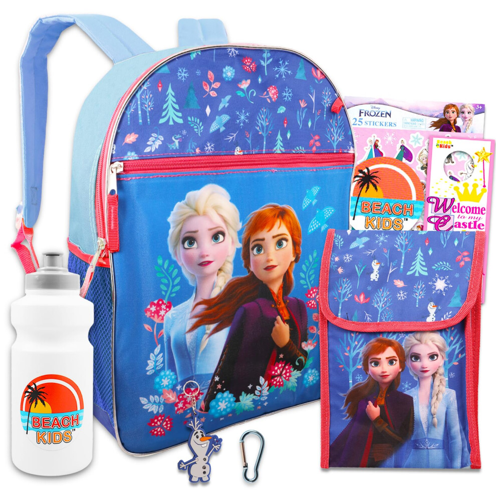 Disney Frozen Backpack with Lunch Box for Girls - Frozen Backpack  Frozen Lunch Bag  Stickers  More | Frozen School Supplies Bundle