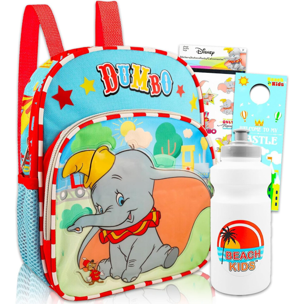 Disney Dumbo Mini Backpack Set for Kids - Bundle with 12"" Dumbo Backpack with Water Bottle  Tattoos  More | Disney Dumbo Backpack Set for B