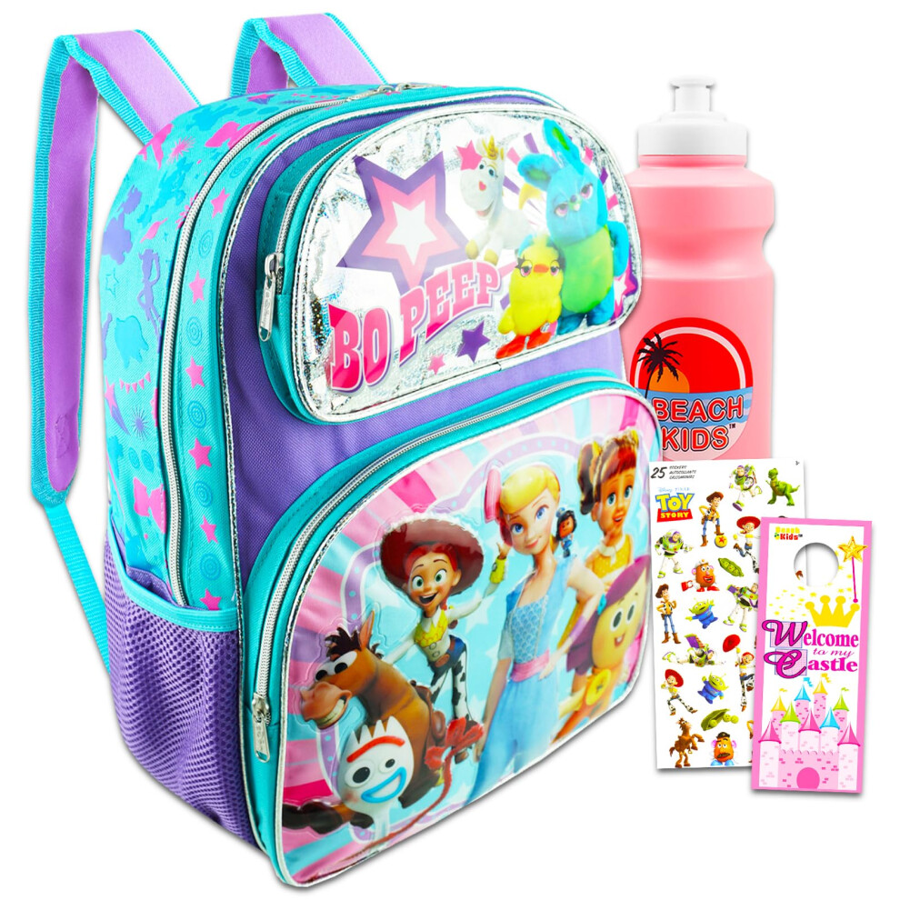 Disney Toy Story Backpack Set - Bundle with 16"" Toy Story Backpack Featuring Bo Peep  Jessie  Forky  More Plus Water Bottle Toy Story Backp