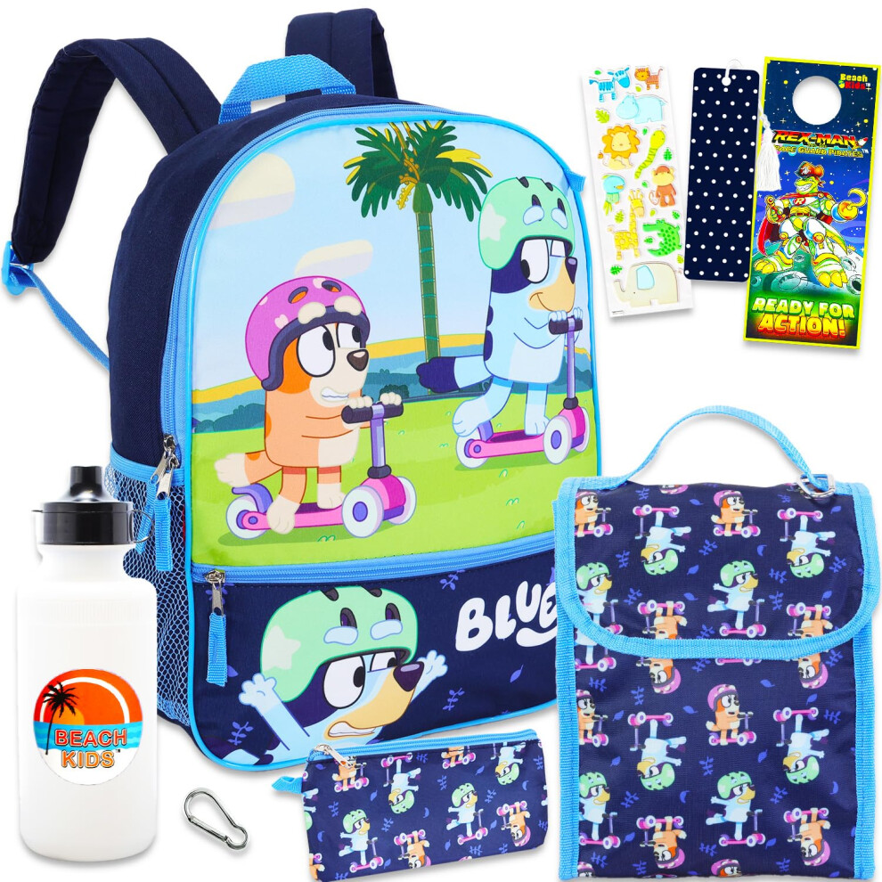 Disney Bluey Backpack and Lunch Bag Set - Bundle with 16  Bluey School Bag  Bluey Lunch Box  Bluey Pencil Case  Water Bottle  More | Bluey B