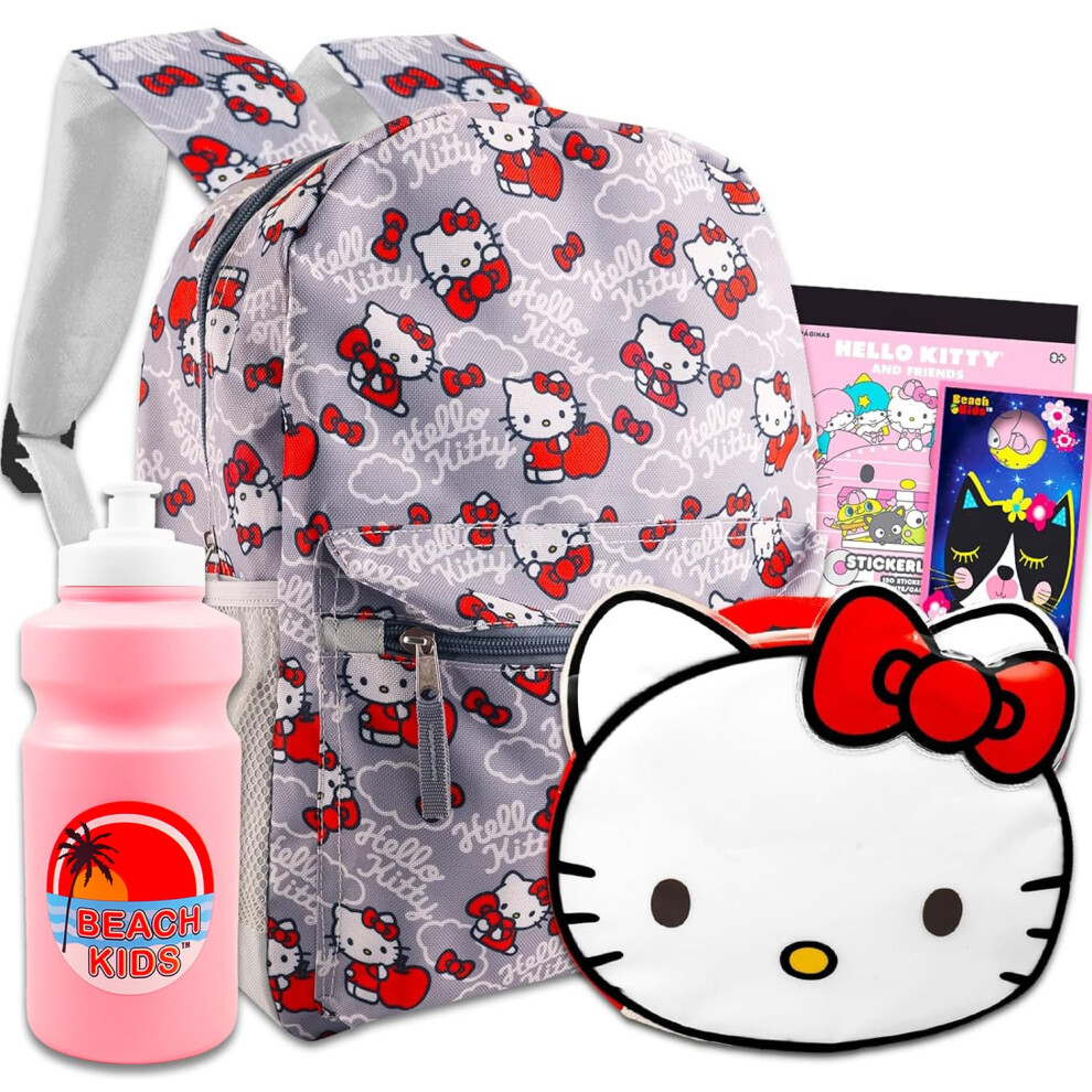 Hello Kitty Travel Backpack and Lunch Box Set - Hello Kitty Large Backpack  Hello Kitty Lunch Bag  Water Bottle  Stickers & More | Hello Kit