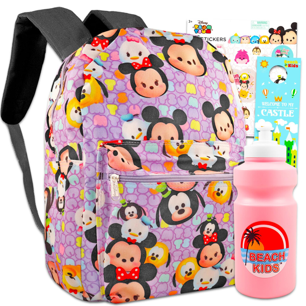 Disney Tsum Tsum Backpack for Girls Women - Large 16  Disney Backpack w Mickey Mouse Minnie Mouse Daisy Duck Donald Duck Goofy Pluto  Tsum T