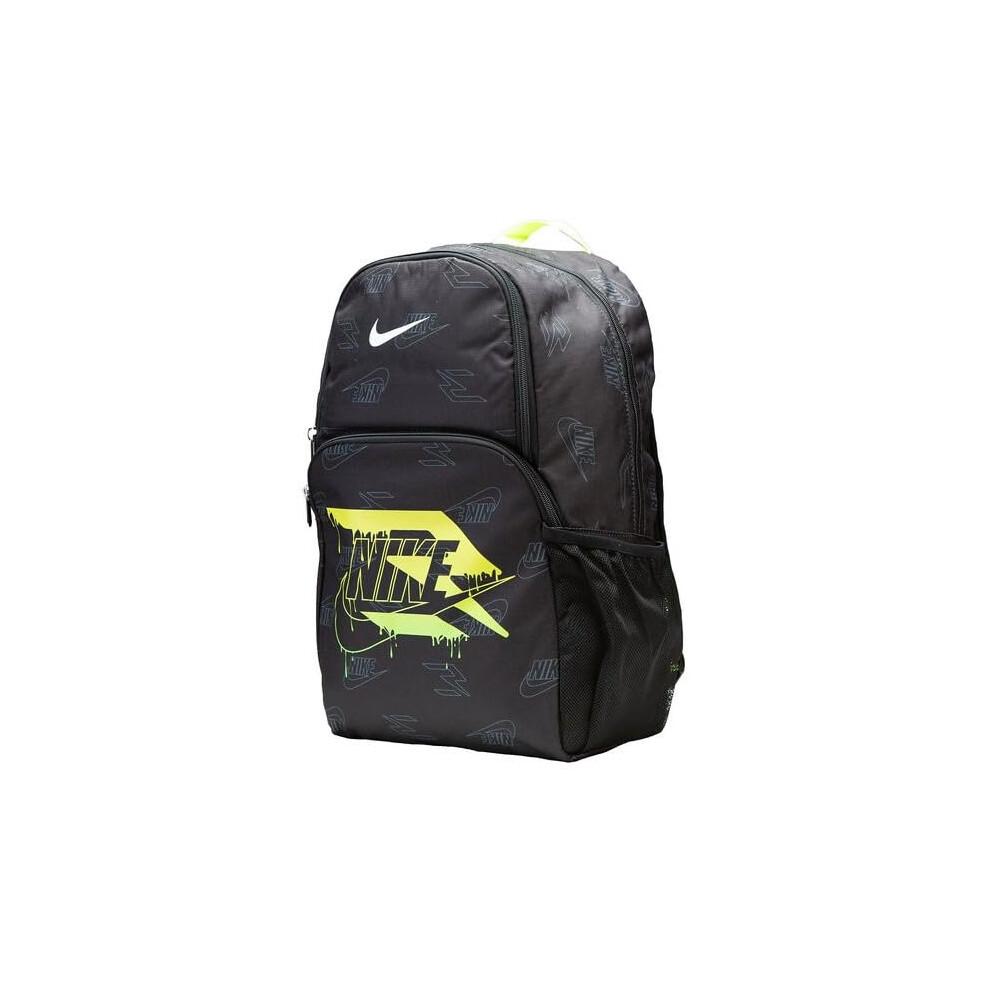 Nike 3 Brand Graphic Print Backpack - Black/Volt - One Size (30L)