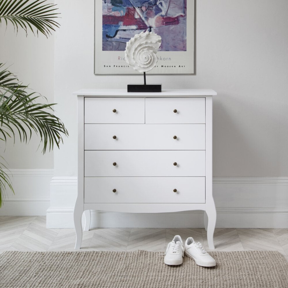 Camille Chest of Drawers 3+2 Drawer in Classic White