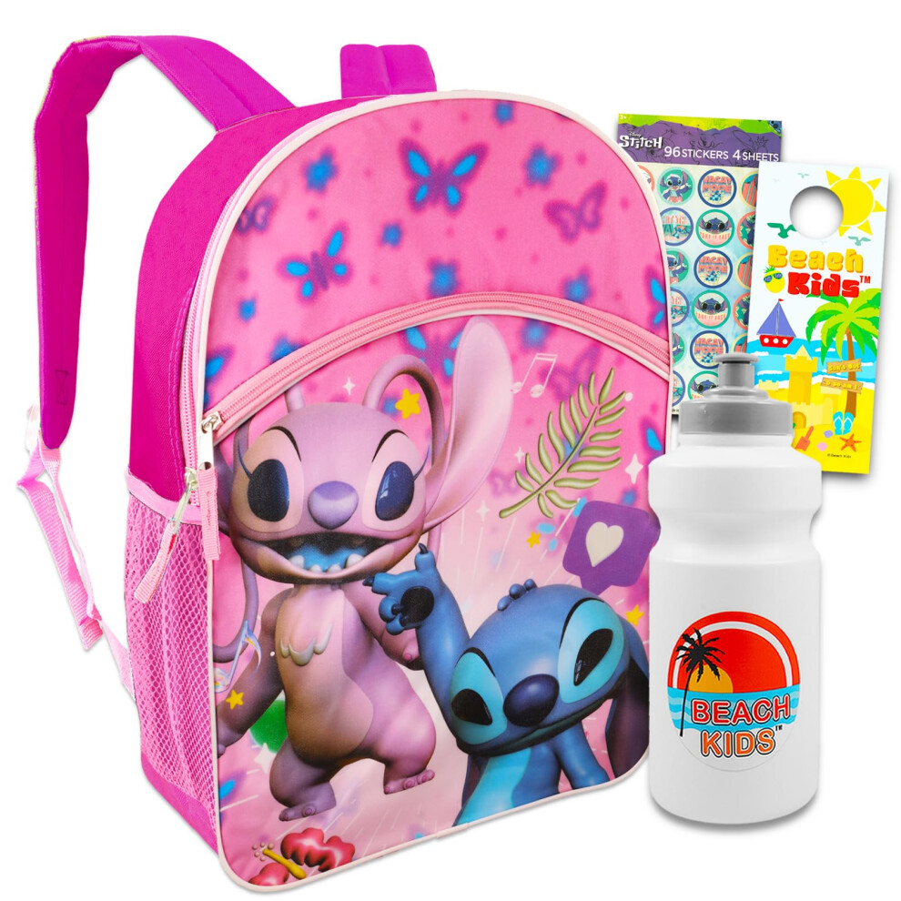 Disney Lilo and Stitch School Backpack Set For Kids - Bundle with 16"" Stitch & Angel Butterfly Backpack  Stickers & More | Stitch School Su