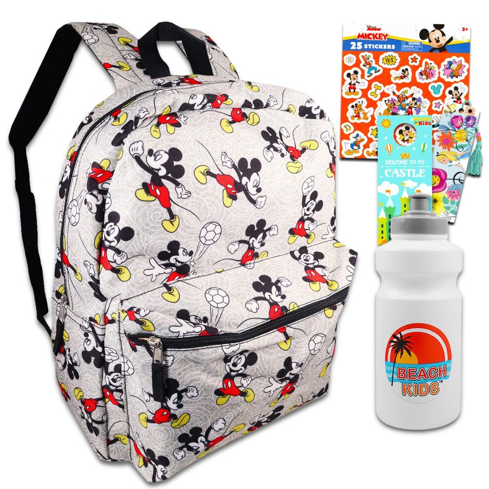 Mickey Mouse Backpack for Kids Set - Mickey School Bag Bundle with 16  Mickey Backpack  Mickey Stickers  Water Bottle  Bookmark  More | Mick