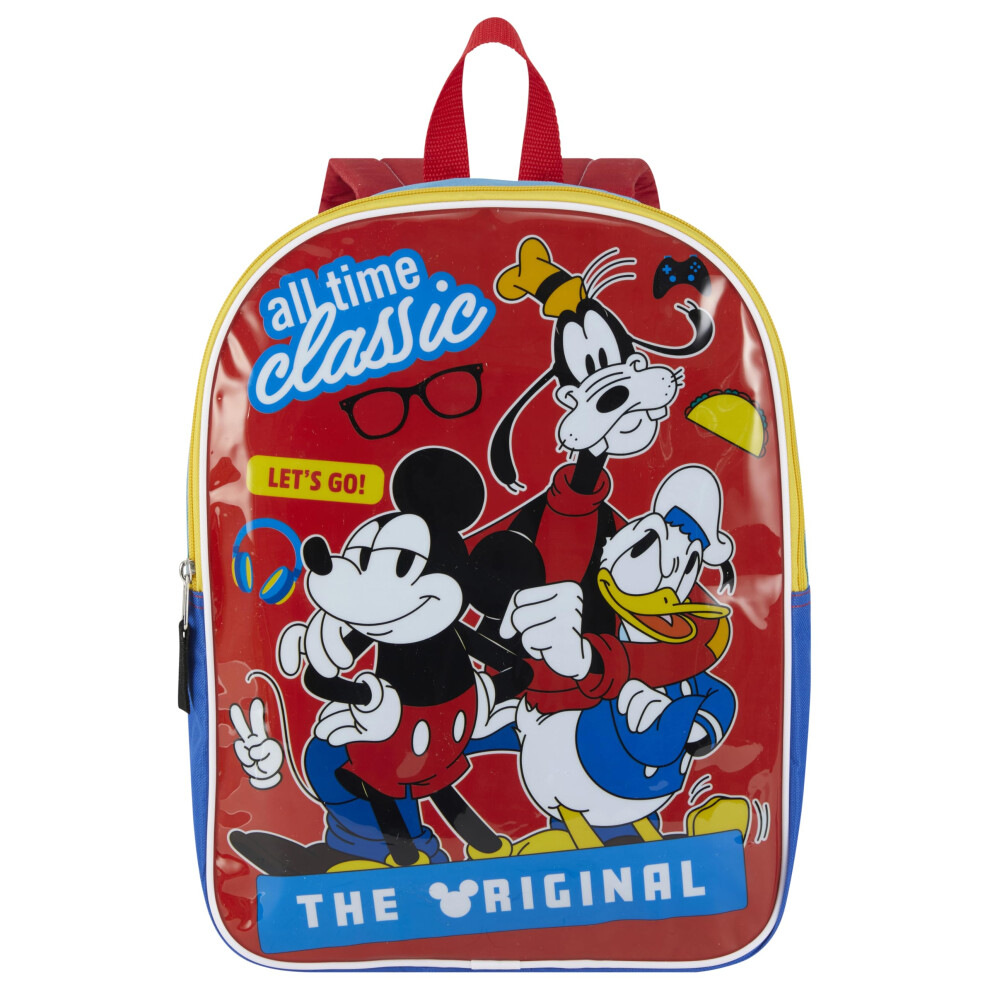 Disney Mickey Mouse Backpack for Kids 15  | Cute Mickey Mouse Bookbag for Boys | Padded Straps & Large Zip Compartment | Mickey Mouse Back t