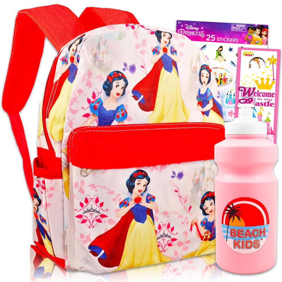 Snow White Backpack Set - Bundle of 12"" Mini Snow White Bag  Water Bottle  Stickers  More | Disney School Supplies