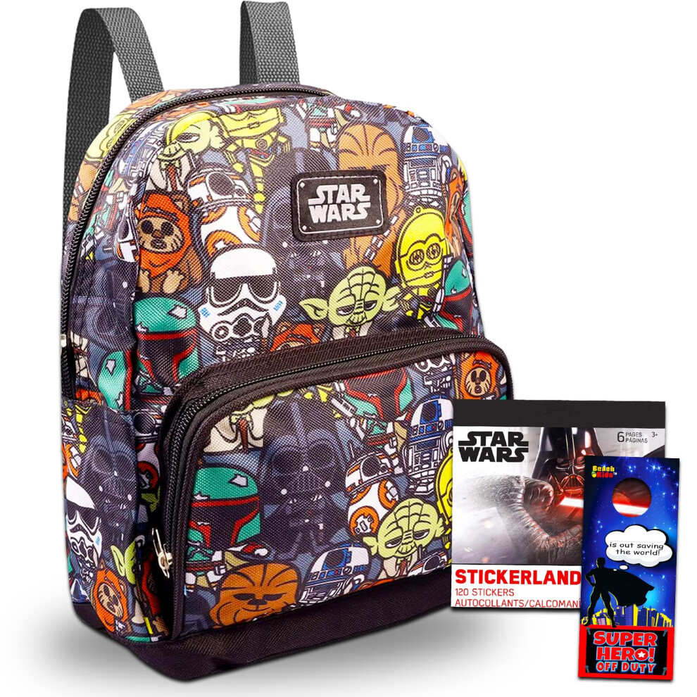 Disney Star Wars Preschool Backpack for Kids  Toddlers ~ 4 Pc School Supplies Bundle with Canvas Star Wars 10"" Mini Backpack for Boys and G