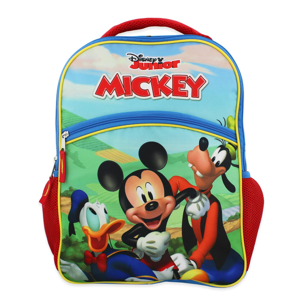 Mickey Mouse and Friends Boys Girls 16 Inch School Backpack (Blue  One Size)