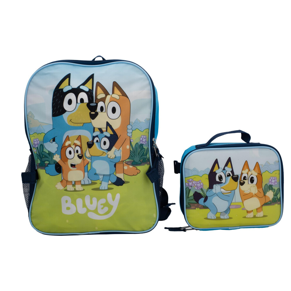 BLUEY 2 Piece Backpack Set  Pre-school Girls & Boys 16"" Travel Bag  Blue