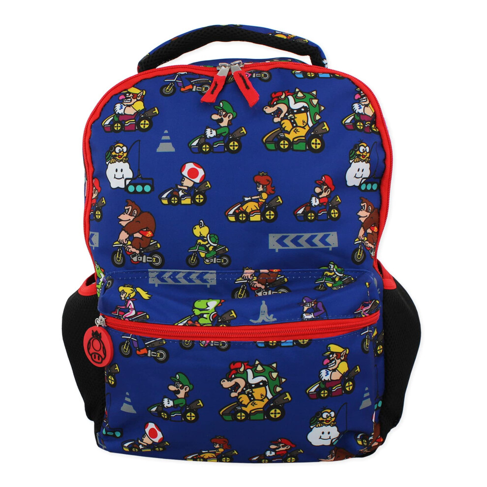 Nintendo Mario Kart Boys Girls Teen 16 Inch School Backpack (Blue  One Size)