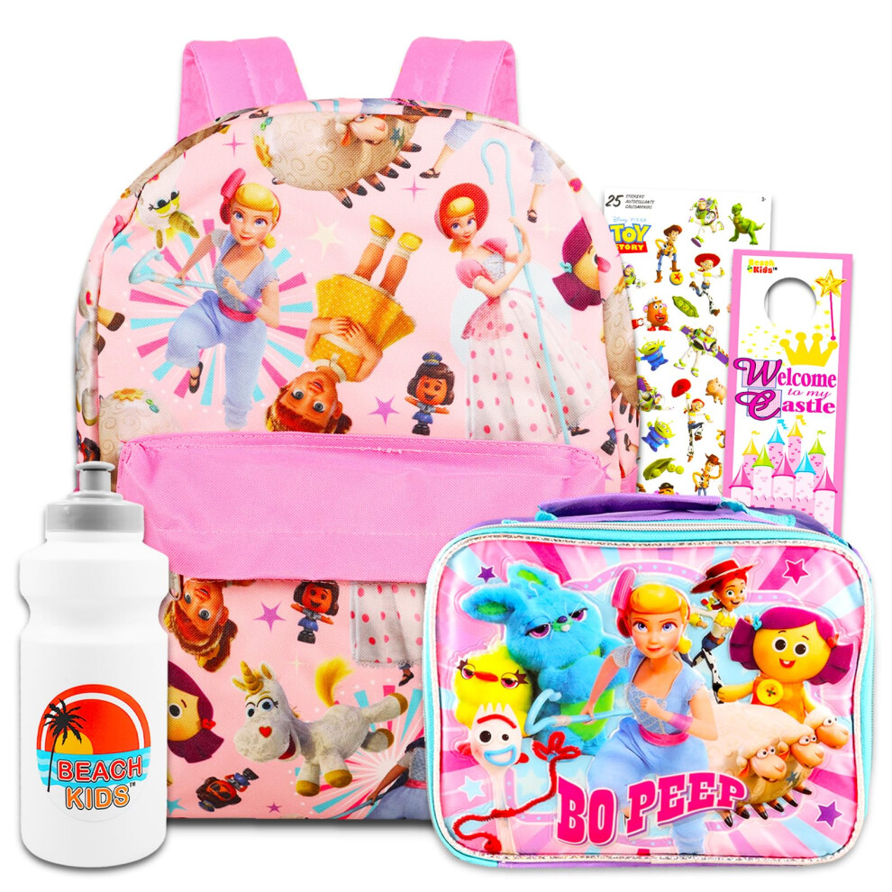 Disney Toy Story Backpack with Lunch Box Set - Bundle with 16"" Little Bo Peep Toy Story Backpack  Lunch Bag  Water Bottle  Stickers  More T