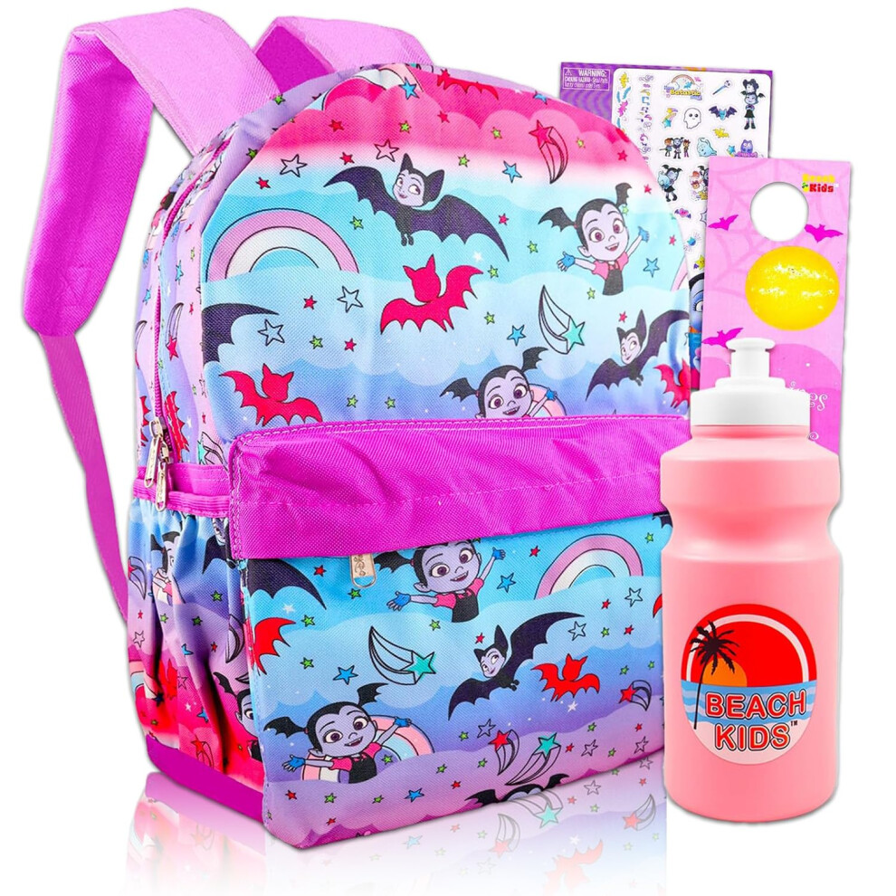 Disney Vampirina Large Backpack Set - Bundle with 16"" Vampirina Backpack Plus Water Bottle  Tattoos  & More | Vampirina Backpack Toddler Gi