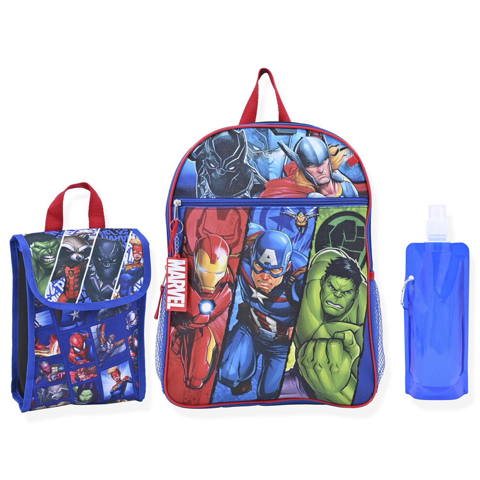 Marvel Avengers Boys Backpack For Kids| Elementary and Kindergarten Kids Knapsacks For School (Heros 6Pc)