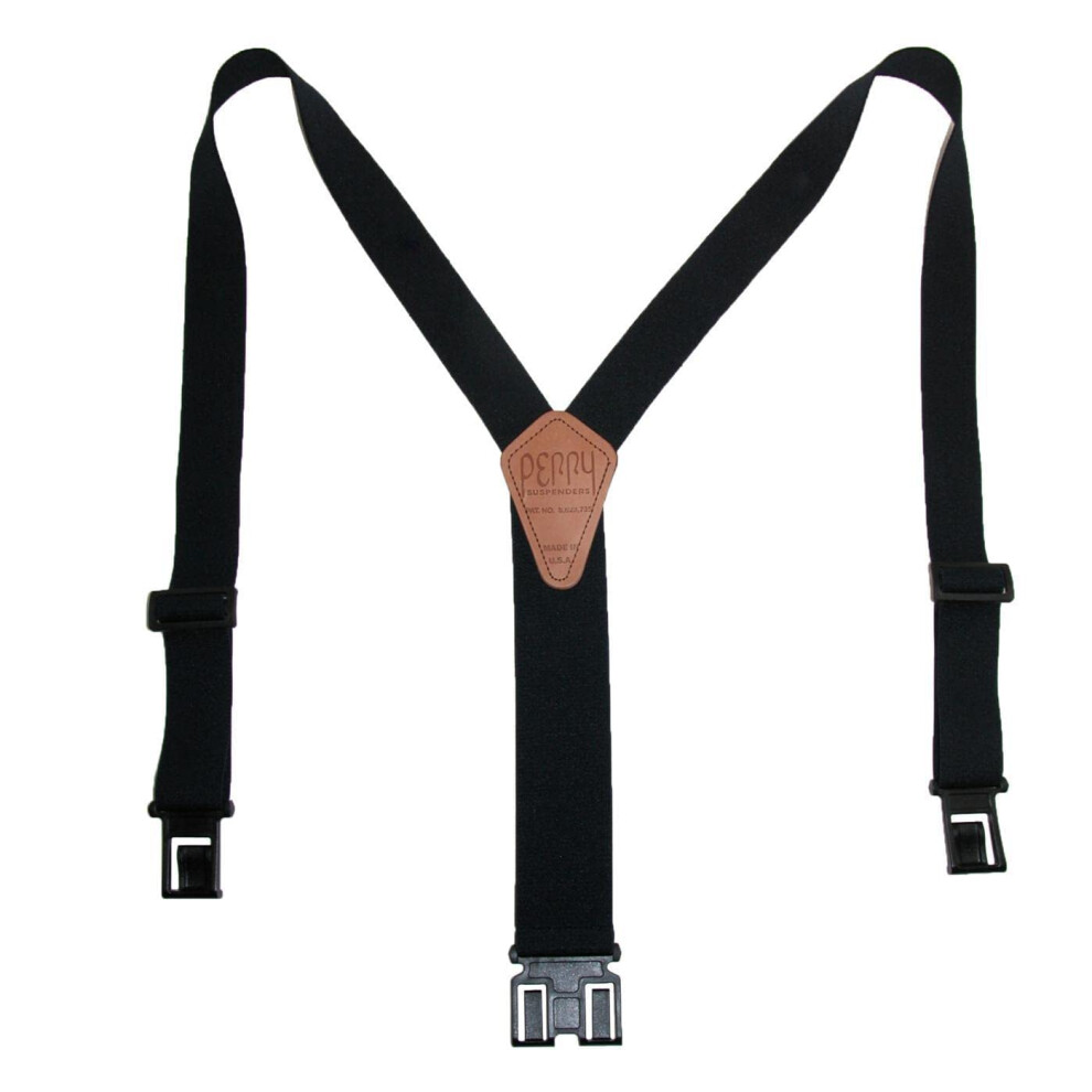 Perry Suspender Men's 1.5"" Elastic Original Adjustable Suspenders (Black)