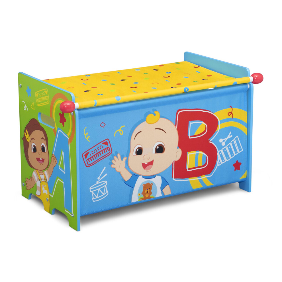 Delta Children CoComelon Toy Box Toy Box with Retractable Fabric Top  Blue