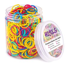HOYOLS 3/4 Tum Färgglada Gummiband för Hårslipsar Återanvändbara Elastiska Hästsvanshållare