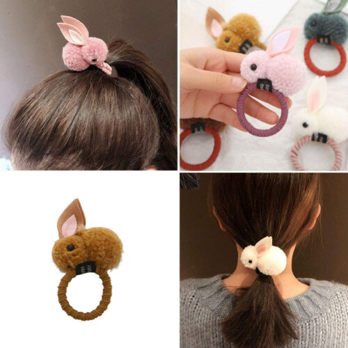 Aysekone 5 Pezzi Elastici Capelli Stile Coniglio Peluche 2