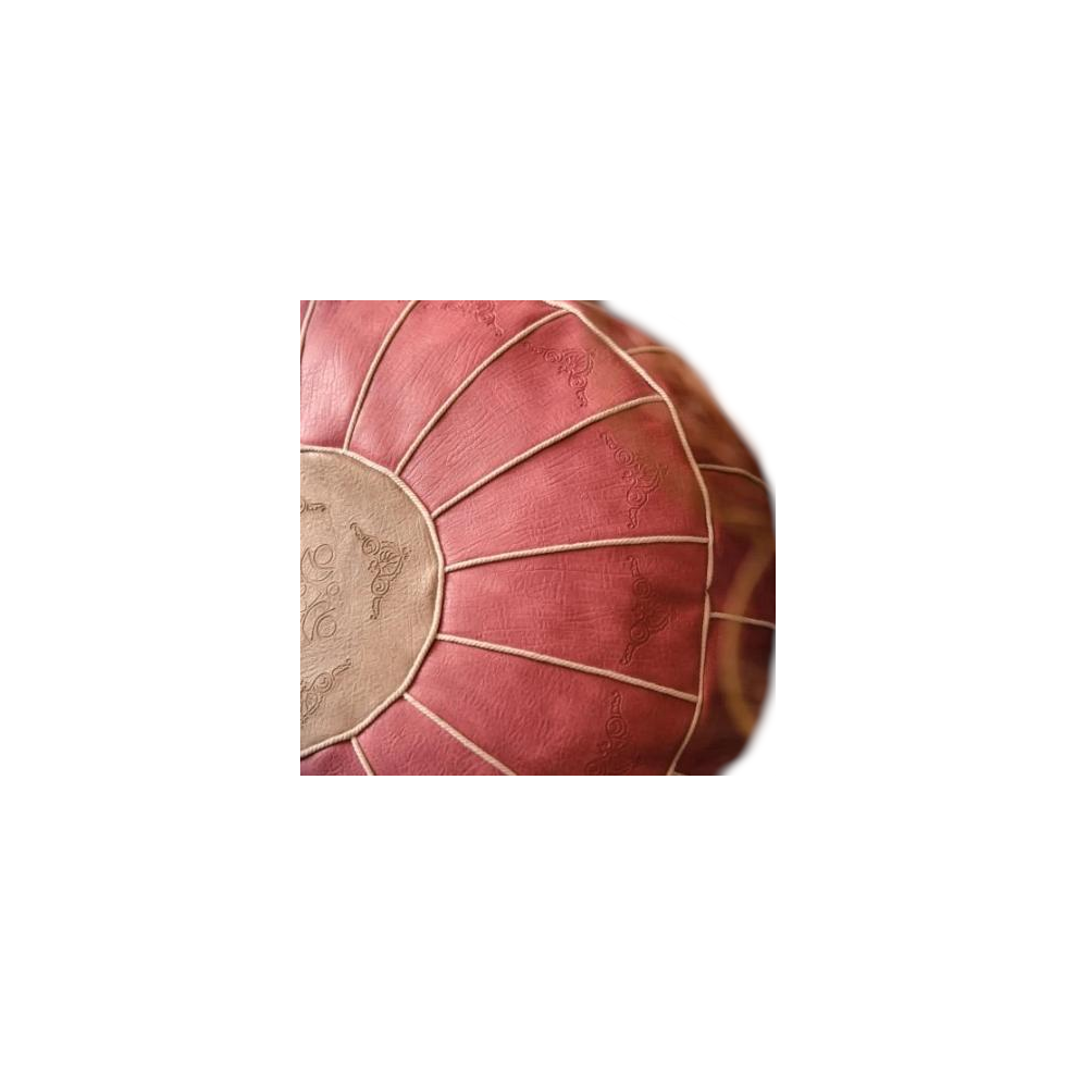 (Red) Moroccon Leather Pouf Cover