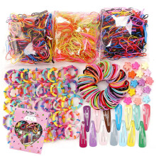 Aakihi 780 STKS Kleur Heldere Elastische Haarbanden Clips Mini Haarklauw Clips Elastiekjes Haarbanden Kit met Doos voor Meisjes Tieners Kinderen