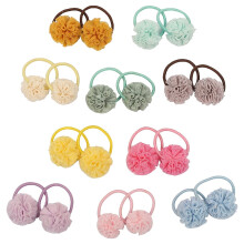 Hot&Sattion 20pz Elastici per Capelli a Pompon Fiore per Bambine, Elastici Colorati Senza Metallo